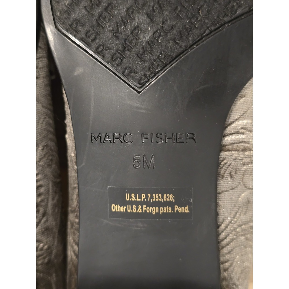 Marc Fisher Silver Gray Floral Brocade Velvet Loafers Beaded Size 5M Moto Boho - Picture 5 of 10